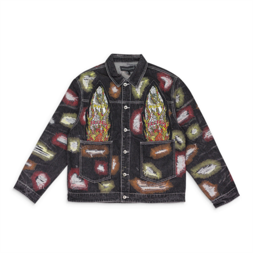 Who Decides War multicolor embroidered trucker jacket