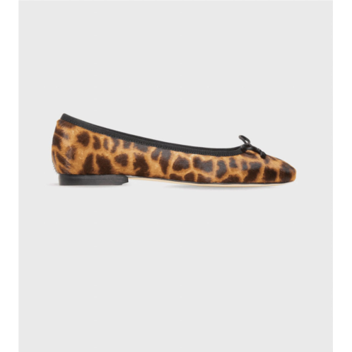 Ann Mashburn womens square-toe ballet flat in sahara leopard calfhair