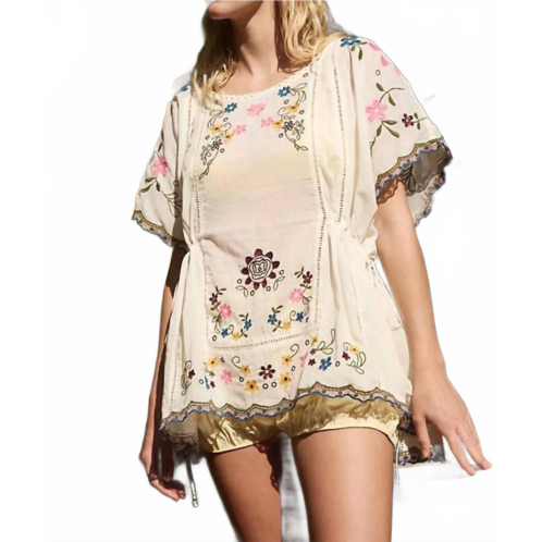 Free People danielle embroidered top in white cloud dancer