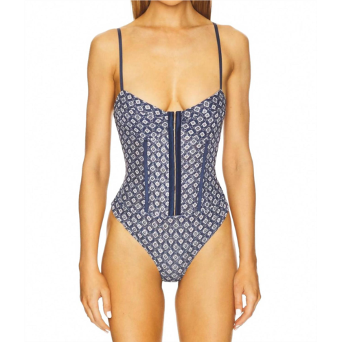 Free People night rhythm printed bodysuit in navy combo