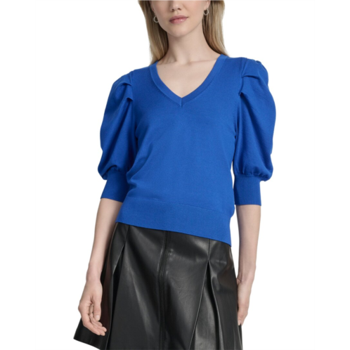 DKNY v-neck puff sleeve sweater