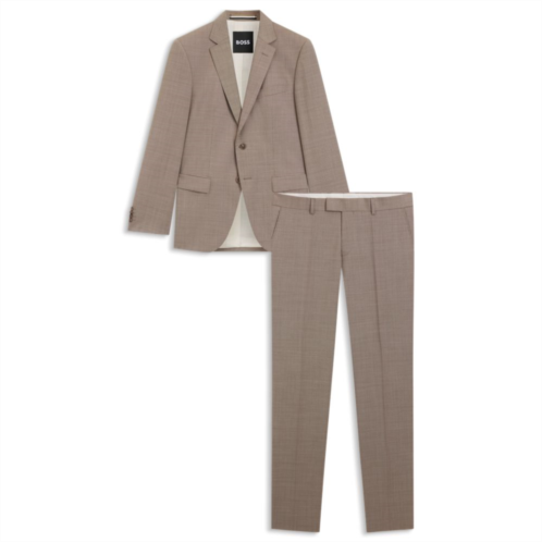 BOSS two-piece slim-fit suit in micro-patterned wool