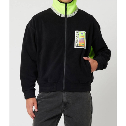 Abrand Jeans high-neck collar fleece jacket in black