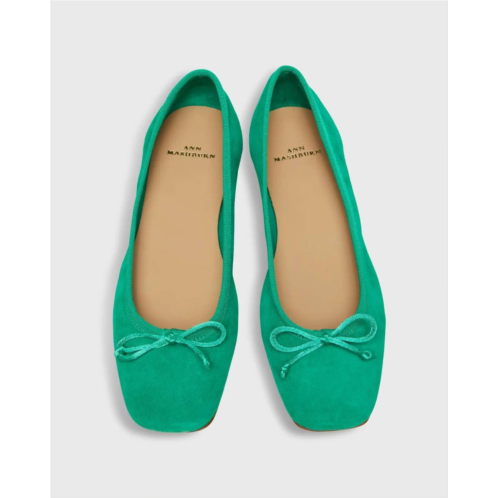 Ann Mashburn square- toe ballet flat sandal in green