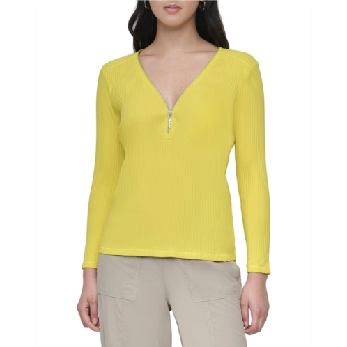 DKNY zip v-neck top