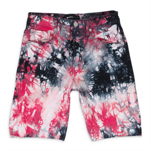 Purple Brand red black tiedye jacquard monogram black shorts