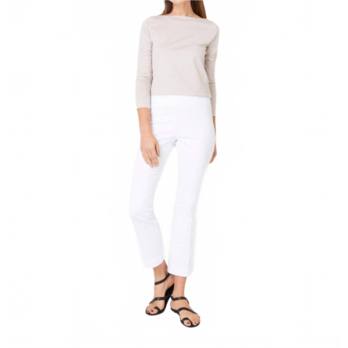 Ann Mashburn faye flare cropped pant in white garment-dyed stretch twill