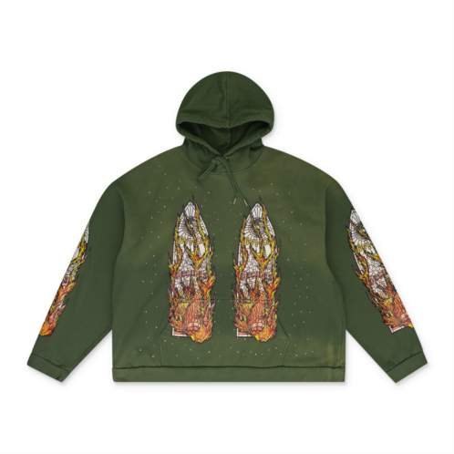 Who Decides War green flame glass hoodie