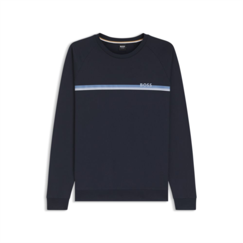 BOSS cotton-terry sweatshirt with logo and stripe