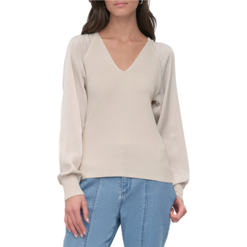 DKNY mix media v-neck sweater