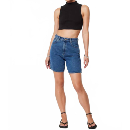 Abrand Jeans carrie high waist jean shorts in mid blue