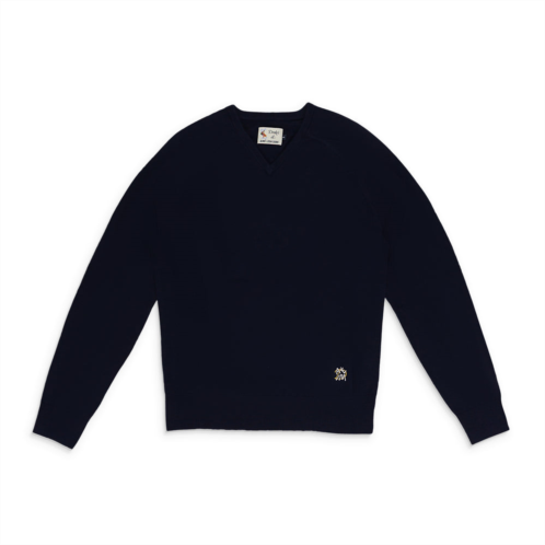 AIME LEON DORE navy drakes intarsia knit sweatshirt