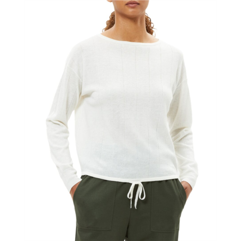 Theory easy rib wool & linen-blend pullover