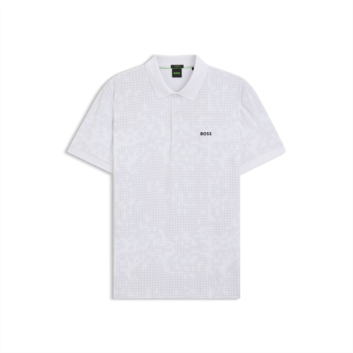 BOSS stretch-cotton polo shirt with all-over print