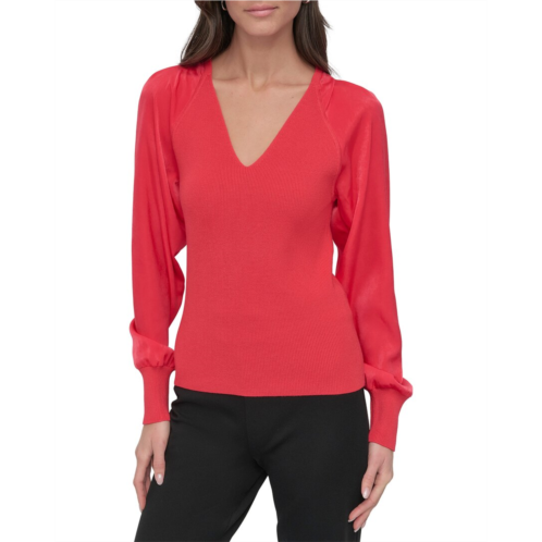 DKNY mix media v-neck sweater