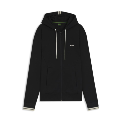 BOSS cotton zip-up hoodie with stripe details