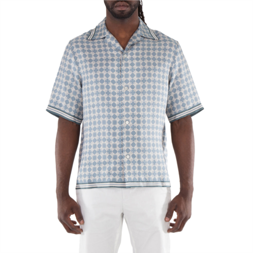 Amiri mens dusty blue ma quad bowling shirt