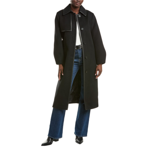Mackage zeva leather-trim wool trench coat