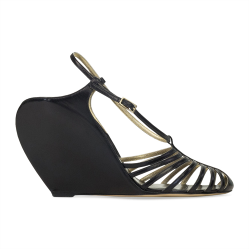 Lanvin black banana heel wedge sandal 90mm heels