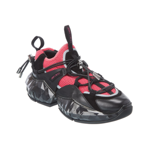 Jimmy Choo diamond trail/f leather & mesh sneaker