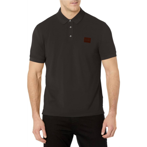 Hugo Boss mens short sleeved polo shirt with square logo in black