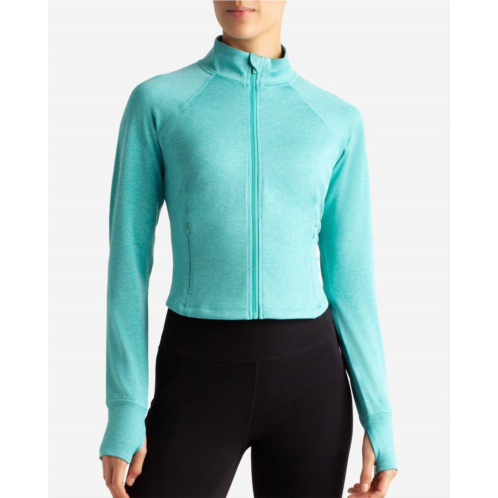 Danskin cropped melange jacket in baltic heather