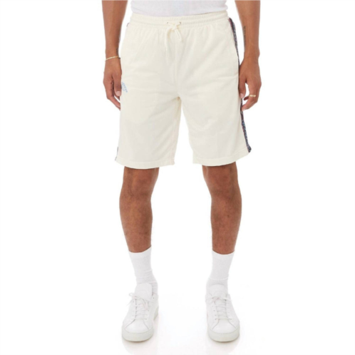 Kappa logo tape asved shorts in cream/black-blue/white