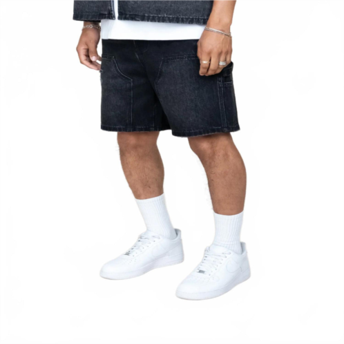 EPTM double knee denim shorts in black wash