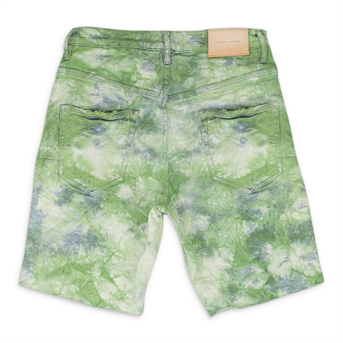 Purple Brand bleached tie dye jacquard monogram green shorts