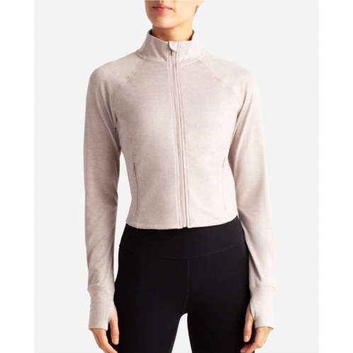 Danskin heather cropped melange jacket in atmosphere heather