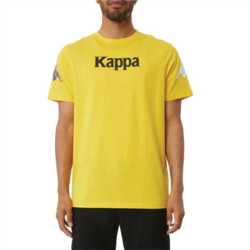 Kappa authentic paroo tee shirt in yellow/violet-white/black