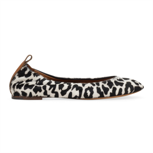 Lanvin white/black ballerine avec poney leopard flats