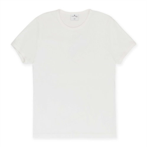 COURREGES white bumpy contrast ringer t-shirt