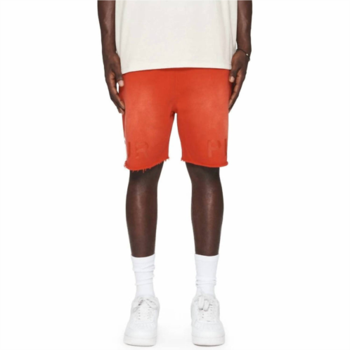 Purple Brand fleece faded wordmark shorts in core red