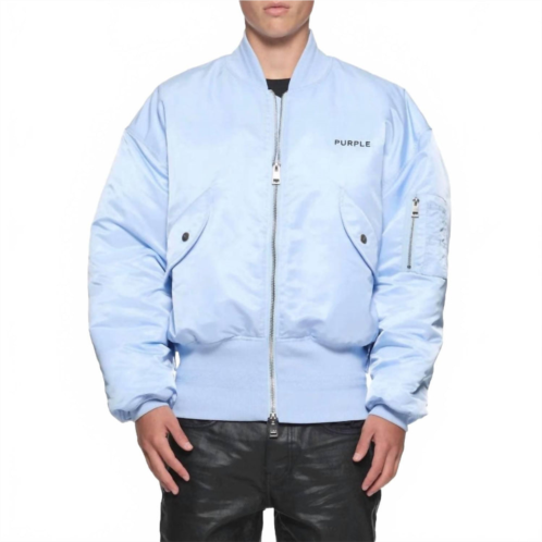 Purple Brand wordmark bomber jacket in blue