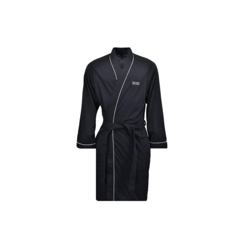 Hugo Boss mens black night robe cotton kimono solid
