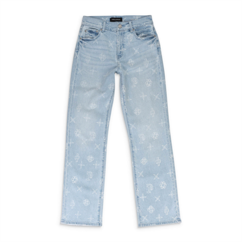 Purple Brand slim straight outline mono lt indigo skinny jeans