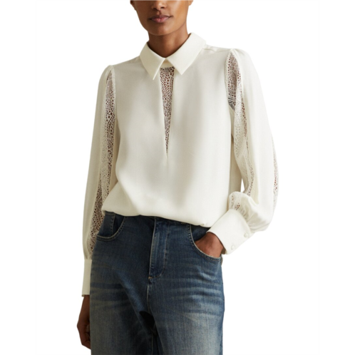 Reiss renata lace sleeve detail blouse