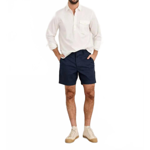 ALEX MILL flat front chino shorts in dark navy