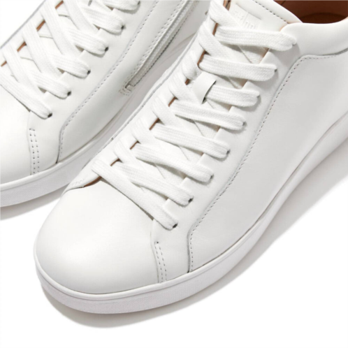 Fitflop womens rally high top lace-up leather sneaker with zipper in white