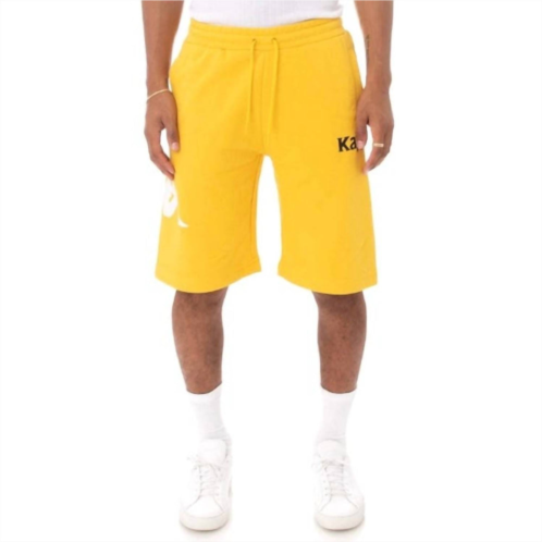 Kappa authentic sangone shorts in yellow/violet-white/black