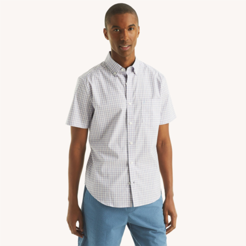 Nautica mens classic fit wrinkle-resistant plaid short-sleeve shirt