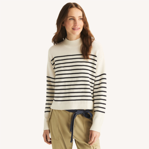 Nautica womens striped mock-neck sweater