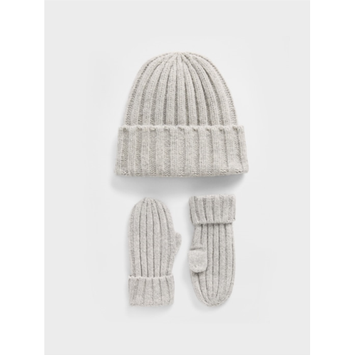 Gap Baby & Toddler CashSoft Rib Beanie & Mittens Set