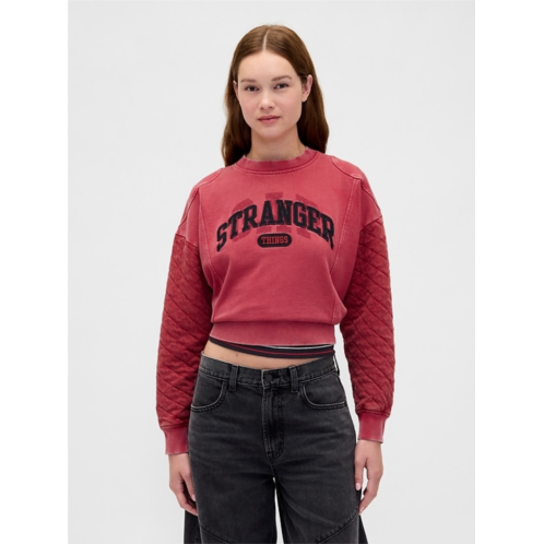 Gap Stranger Things Quilted-Sleeve Logo Sweatshirt