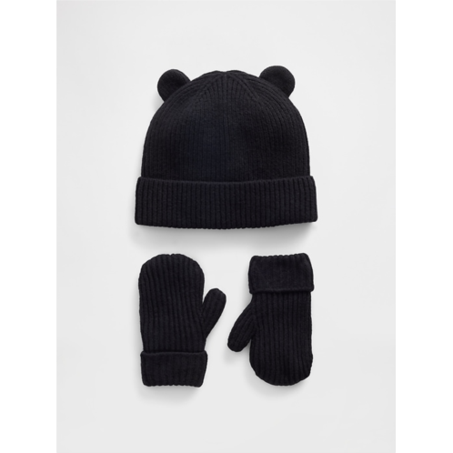 Gap Baby & Toddler CashSoft Bear Beanie & Mittens Set