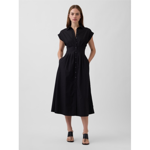 Gap Poplin Cinched Midi Shirtdress