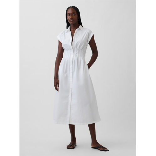Gap Poplin Cinched Midi Shirtdress