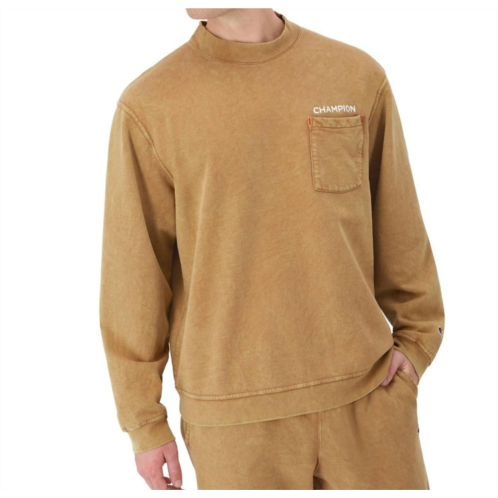 Champion mens washed pocket crewneck sweatshirt in briefly