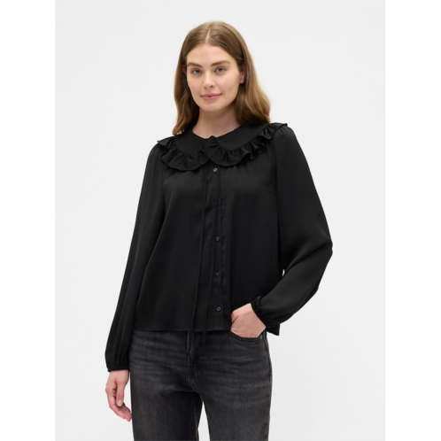 Gap Relaxed Satin Ruffle Top